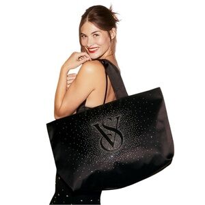 Victoria's Secret Shine Tote Black Tote Bag